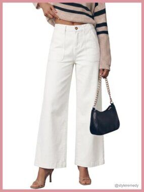 High Waisted Wide Leg Baggy Jeans Cotton Blend Stretch